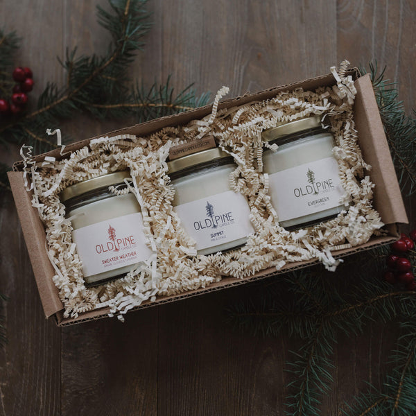 Handmade, small batch, Made in Colorado, Evergreen,American grown Soy wax, Phthalate-free, Paraben-free, Lead-free wicks, Candle, Inspired by the mountains, Evergreen, Women-led, Clean and even burn, Focused on sustainability, Old Pine Candle Co., Blue Spruce, Christmas candle, holiday candle, winter candle, evergreen lake, pine, 6 oz, holidays, christmas, balsam pine, fir needle, summit, sweater weather, evergreen, limited edition, gift, holiday gift, gift tag