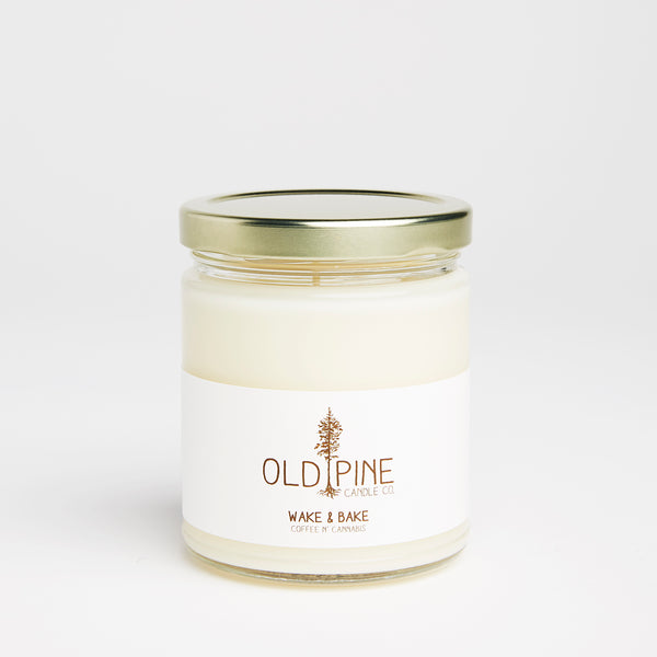 Handmade, small batch, Made in Colorado, Evergreen,American grown Soy wax, Phthalate-free, Paraben-free, Lead-free wicks, Candle, Inspired by the mountains, Evergreen, Women-led, Clean and even burn, Focused on sustainability, Old Pine Candle Co., coffee and cannabis, cannabis, coffee, 420, fall candle, winter candle, cozy, wake & bake