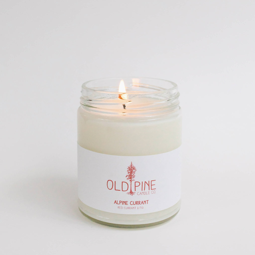 Handmade, Made in colorado, Evergreen, American grown Soy wax, Phthalate-free, Paraben-free, Lead-free wicks, Candle, Inspired by the mountains, Evergreen, Women-led, Clean and even burn, sustainability, Old Pine Candle Co., red currant, fig, sweet, summer scent, small batch, nature-inspired